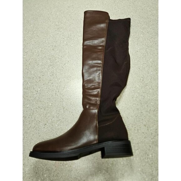 🆕Women Brown-pu Knee High Comfortable Thigh High Daily Low Flat Heel Long Boot - Picture 2 of 11
